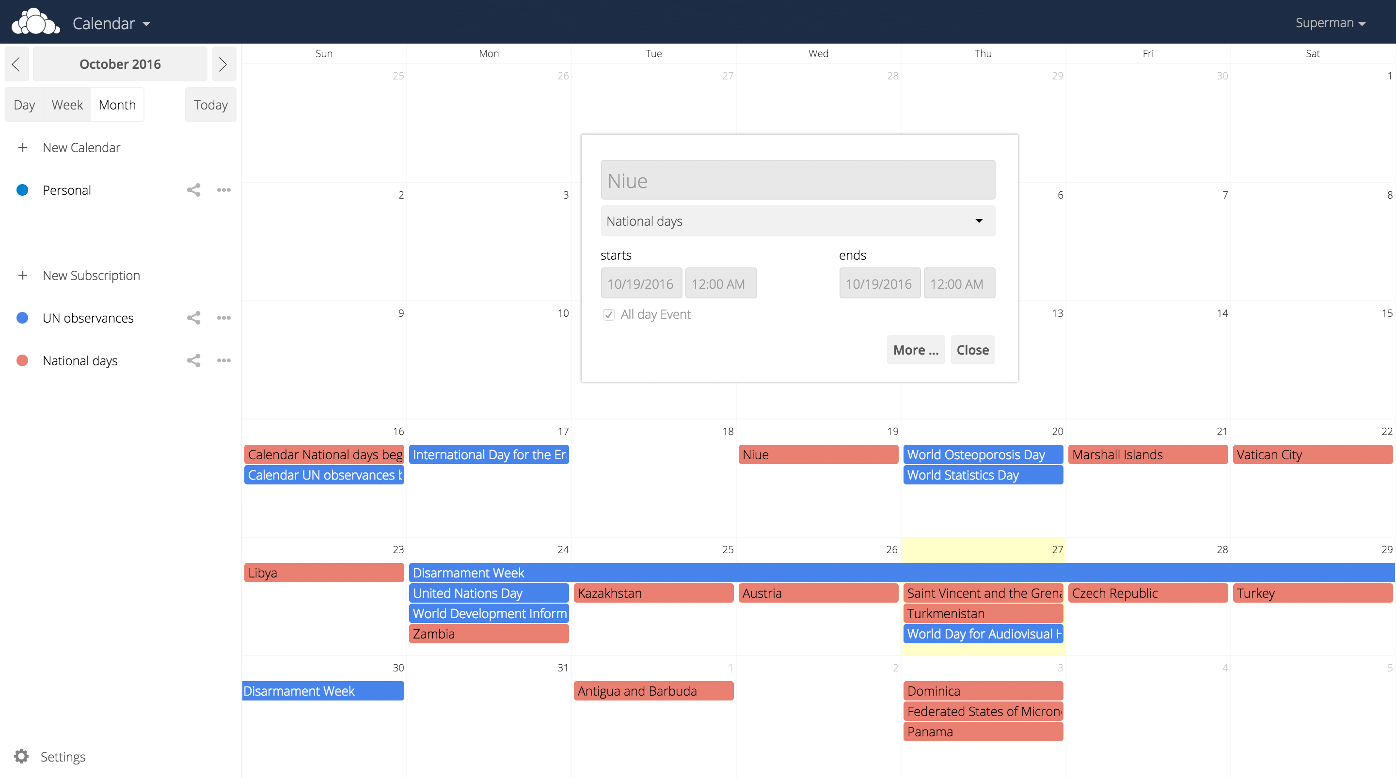 Calendar screenshot 1