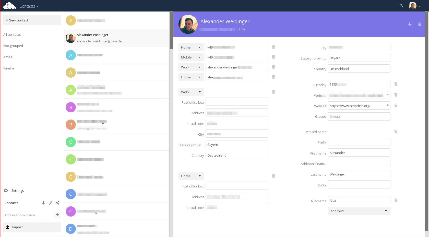 Contacts screenshot 1