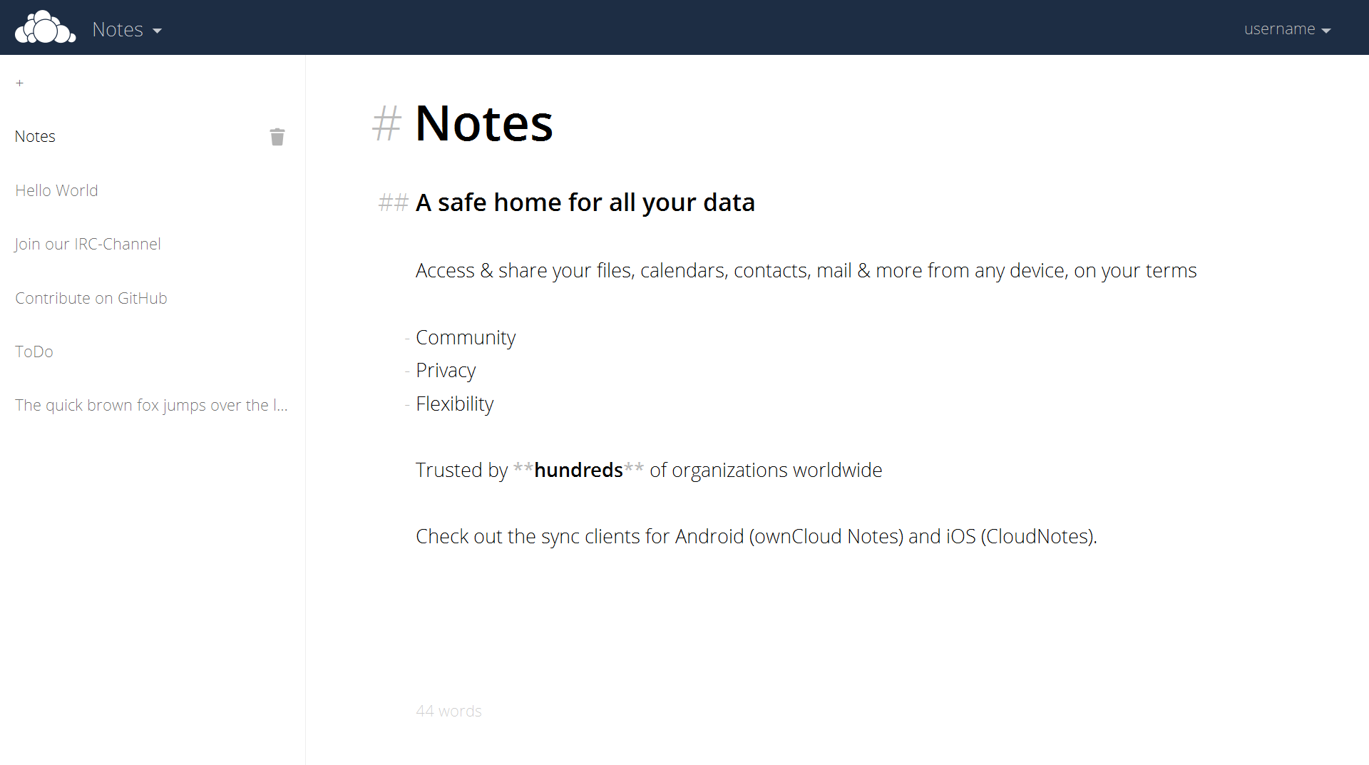 Notes screenshot 1