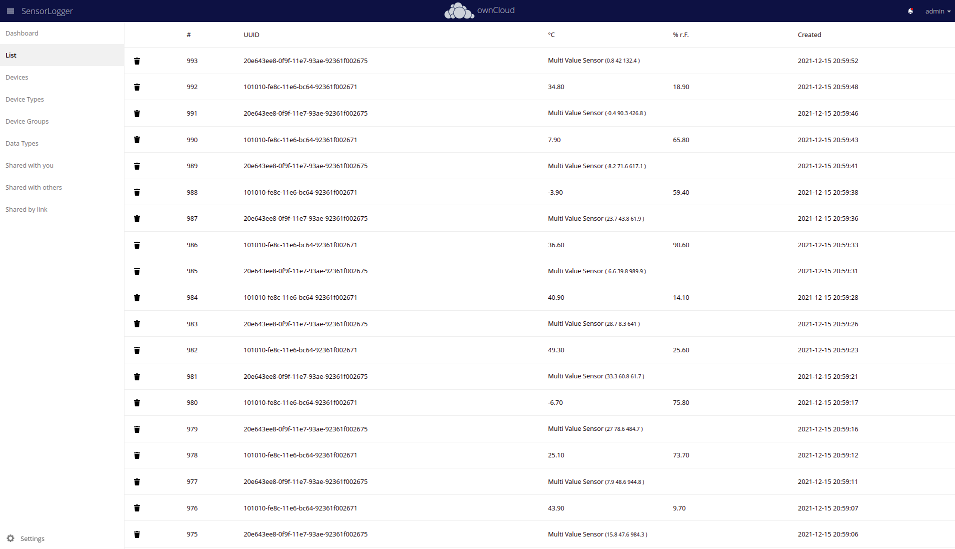 Sensorlogger screenshot 2