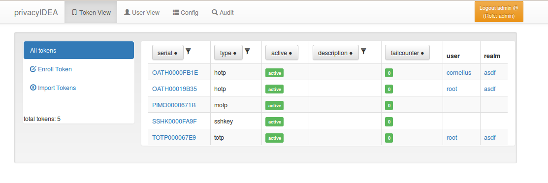 privacyIDEA Two Factor Authentication screenshot 1