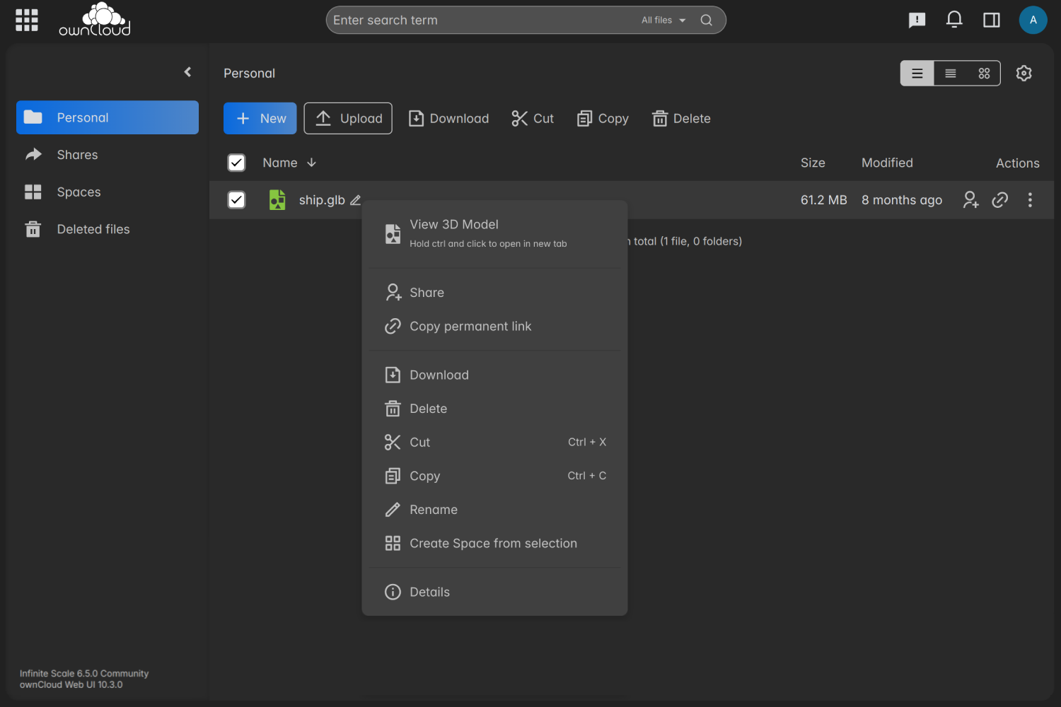 Open in 3D Viewer in your ownCloud