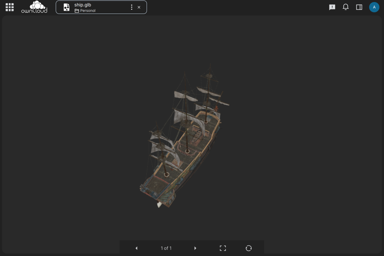 Top view of 3D ship model