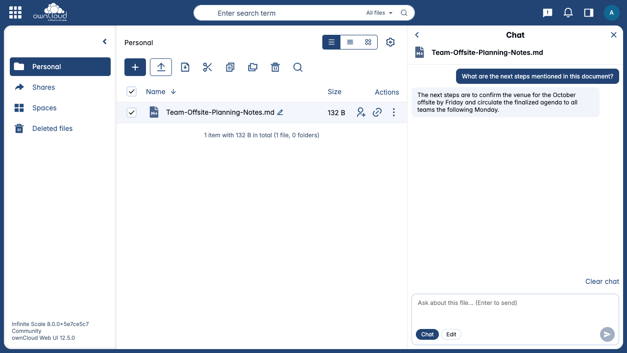 AI-generated answers about an uploaded document appear right in the sidebar