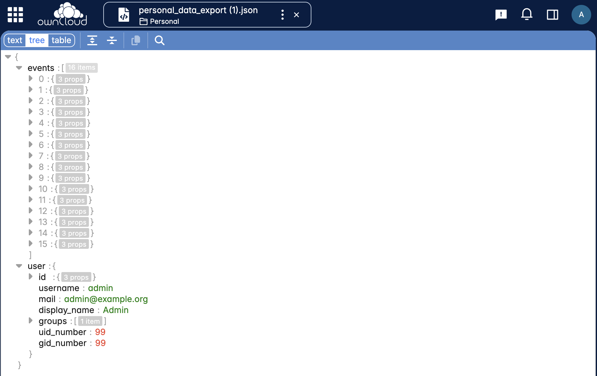View JSON files in your ownCloud