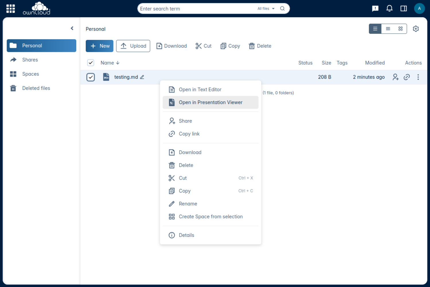 Open in Presentation Viewer in your ownCloud