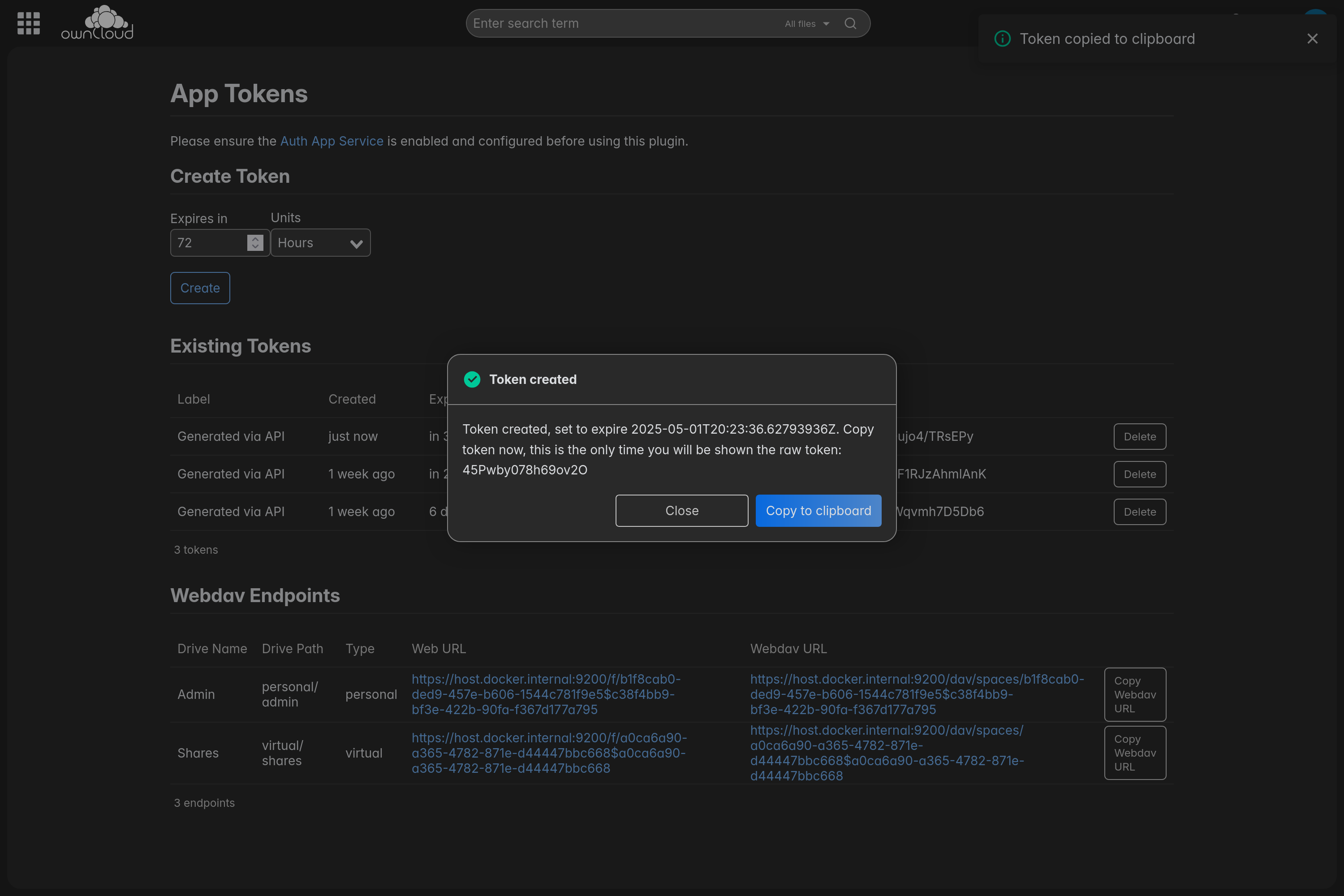 Create new App Tokens.