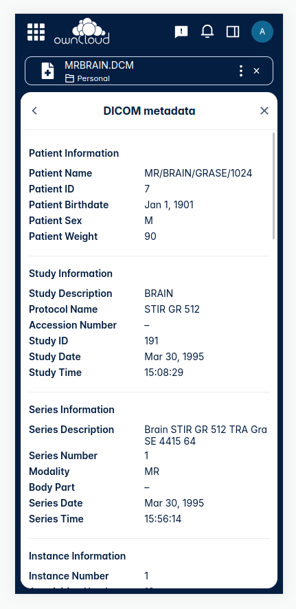 Display all corresponding metadata on a mobile device.